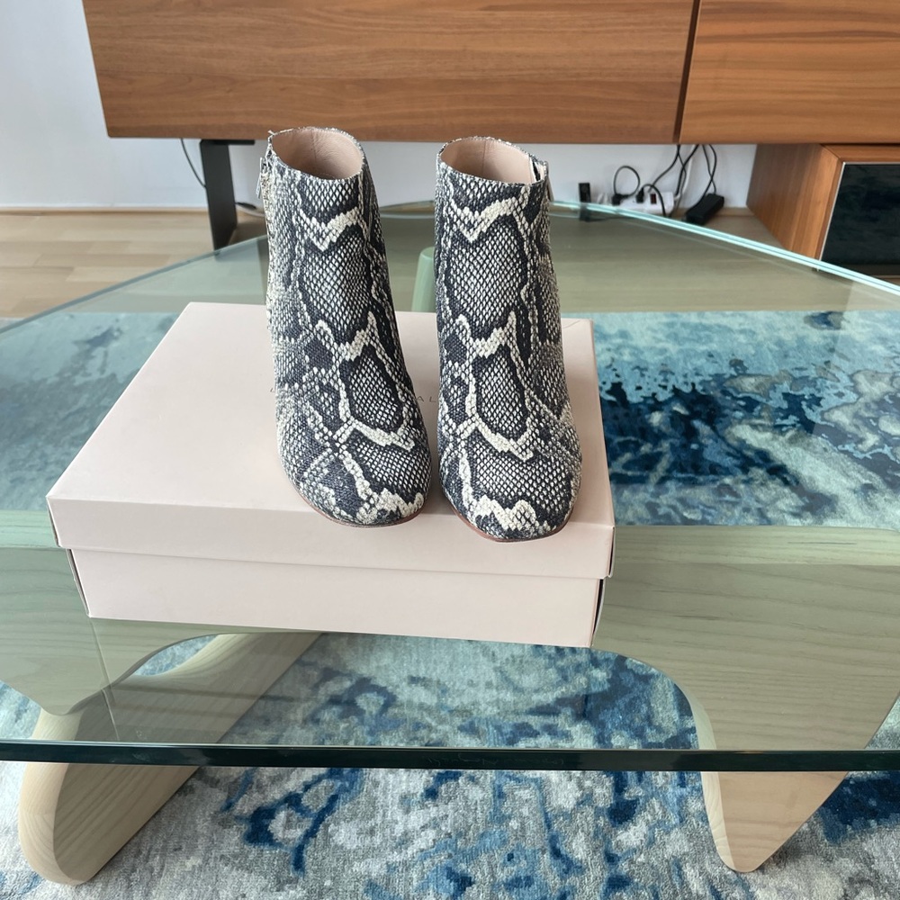 Loeffler Randall Python Print Booties In Graphite - image 6